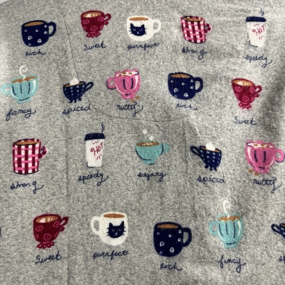 Munki Munki‎  Coffee Themed Flannel Pajama Set Size Medium Loungewear Bamboo - Picture 13 of 16